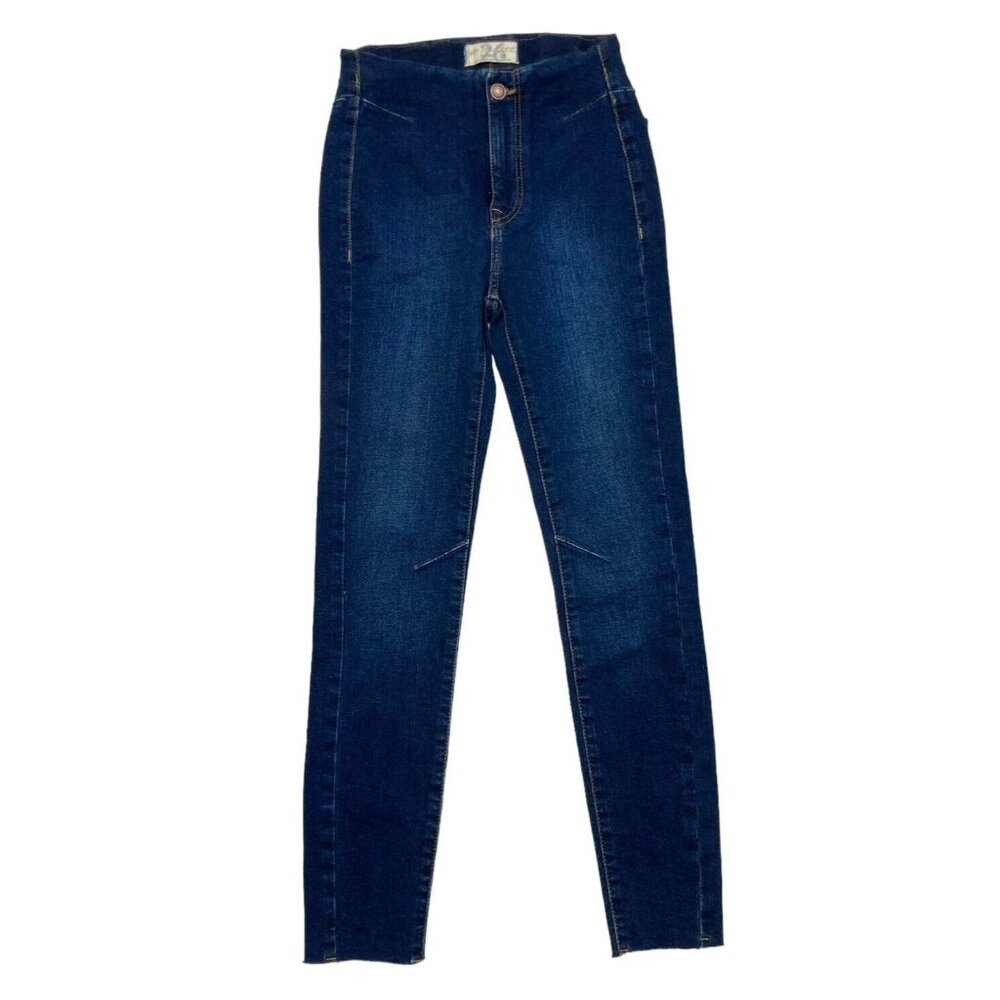 *NWOT We The Free Jeans Womens Sz 26 Blue Med Wash Skinny Raw Hem Casual Stretch